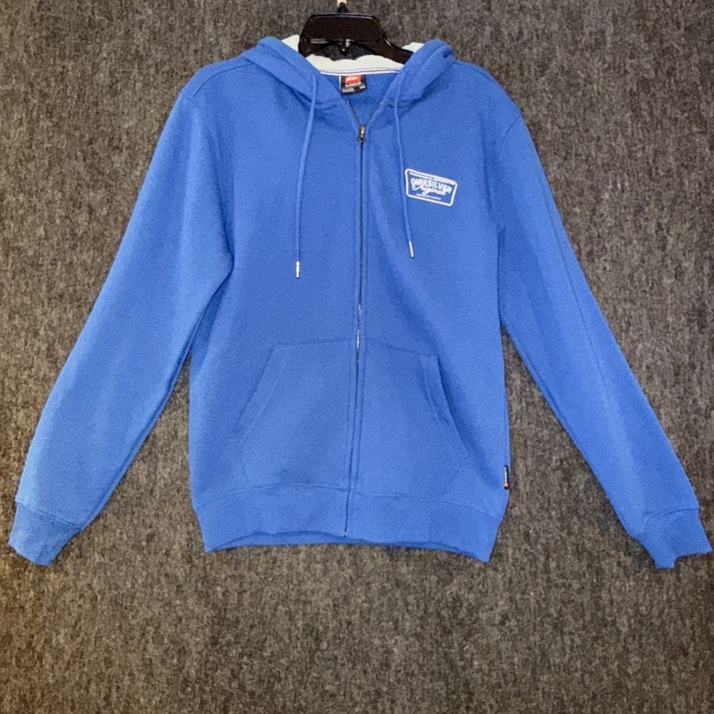 Quiksilver Zip Up Hoodie Men's Small Blue Quartz Fleece Surf‎ Skate Jacket NWT